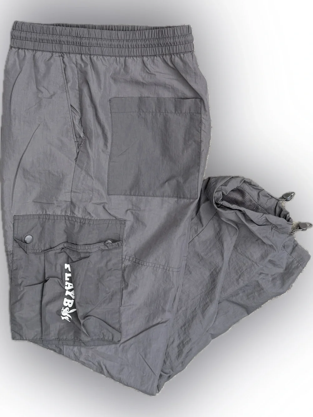 PLAYBOY Men's Gray Cargo Shorts with White Logo